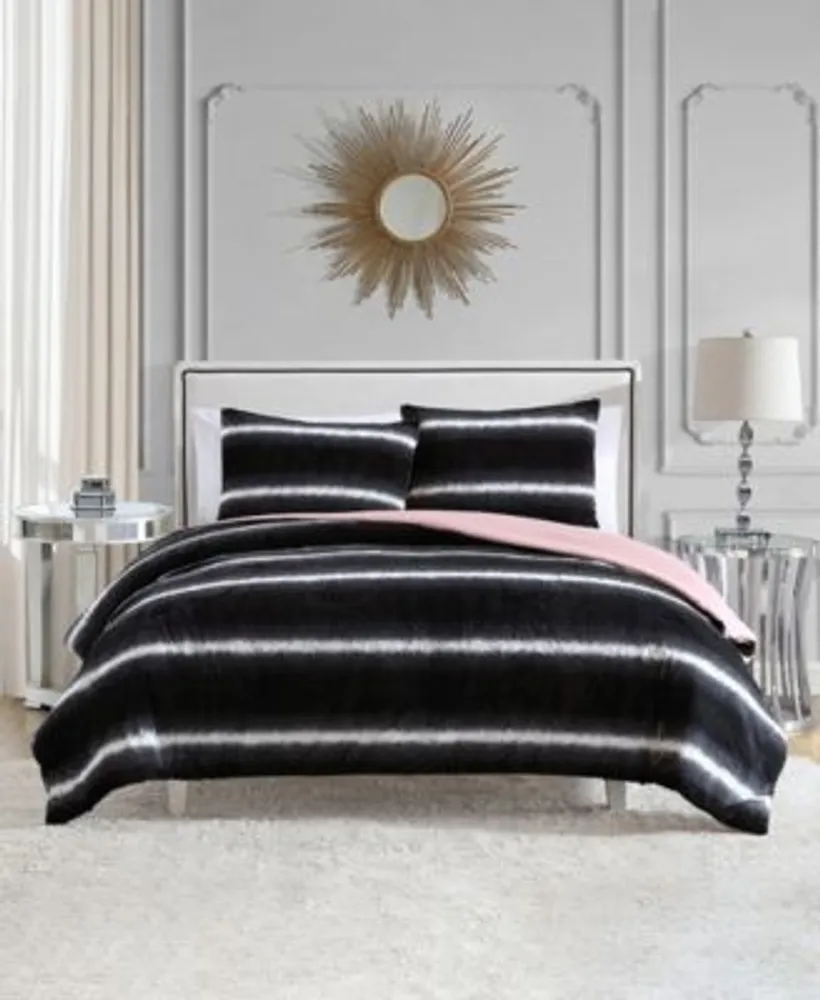 Juicy Couture Faux Fur Ombre Stripe Comforter Sets