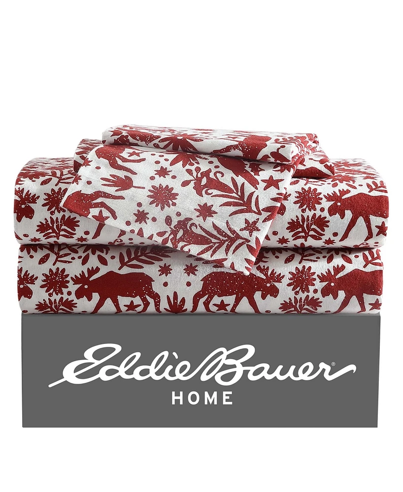 Eddie Bauer Printed Cotton Flannel -Pc. Sheet Set