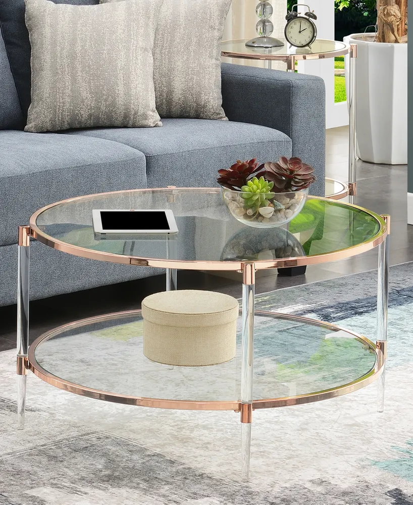 Convenience Concepts 34" Glass Royal Crest Acrylic Legs Coffee Table