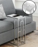 Convenience Concepts 15.75" Chrome Oxford Glass C End Table