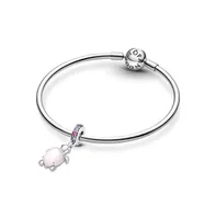 Pandora Manmade Crystals Murano Glass Pink Sea Turtle Dangle Charm