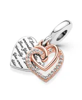 Pandora Cubic Zirconia Entwined Hearts Double Dangle Charm