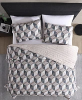 Kenneth Cole New York Gridwork Reversible 3 Piece Quilt Set