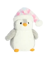 Aurora Medium Pink Mosaic PomPom Penguin Festive Plush Toy Gray 9.5"