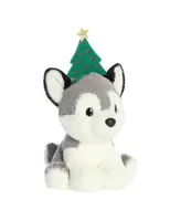 Aurora Small Holiday Cheer Kody Husky Holiday Festive Plush Toy Gray 7.5"