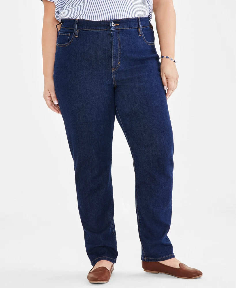 Style & Co Plus High-Rise Straight-Leg Jeans, Created for Macy's