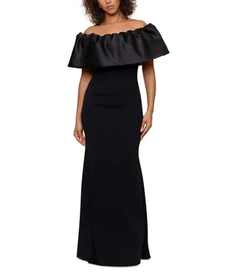 Betsy & Adam Women's Off-The-Shoulder Ruffle Gown