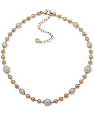 Anne Klein Gold-Tone & Imitation Pearl Beaded Collar Necklace, 16" + 3" extender