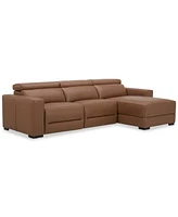 Nevio 115" 3-Pc. Leather Sectional with 1 Power Recliner, Headrests and Chaise, Created For Macy's
