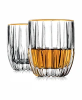 Godinger Pleat Gold Rim Double Old-Fashioned Glasses, Set of 4