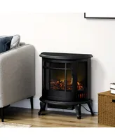 Homcom Electric Fireplace Stove with Realistic Flame, Fireplace