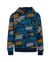 adidas Big Boys Long Sleeve Brand Sticker Printed Fleece Hoodie