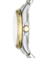 Fossil Women's Rye Three-Hand Date Two-Tone Stainless Steel Watch, 30mm