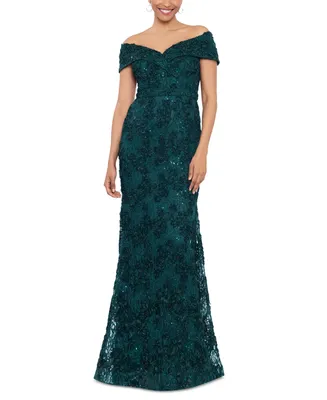 Xscape Off-The-Shoulder Lace Gown