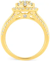 Diamond Halo Cluster Engagement Ring (1 ct. t.w.) in 14k Gold