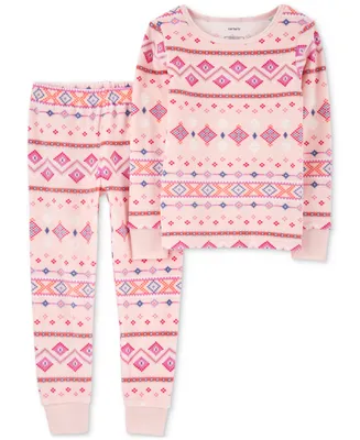 Carter's Toddler Girls Fair Isle Fuzzy Velboa Pajamas, 2 Piece Set