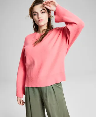 And Now This Women's Striped Crewneck Split-Cuff Sweater, Created for Macy's