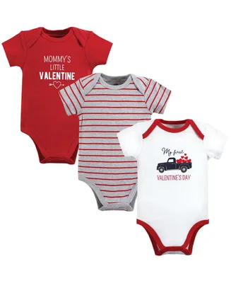 Hudson Baby Infant Boy Cotton Bodysuits, Valentine Truck, 3-Pack