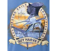 Guy Harvey Men's Southbound Sails Short Sleeve Pocket Graphic T-Shirt, Blue, Large, Cotton