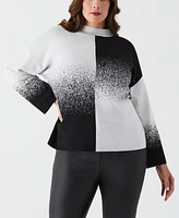 Ella Rafaella Plus Size Ombre Mock Neck Long Sleeve Sweater