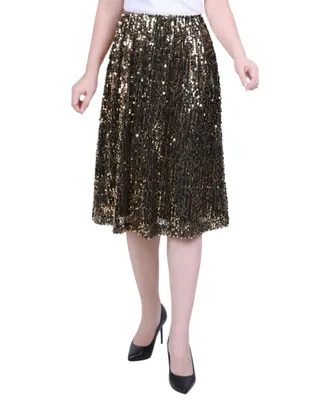 Ny Collection Women's Knee Length Sequined Skirt