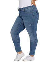 Seven7 Plus Size Mid Rise Flap Pocket Skinny Jeans