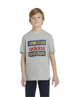 adidas Big Boys Short Sleeve Double Stack Heather T-shirt