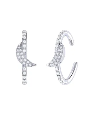 LuvMyJewelry Moonlit Design Sterling Silver Diamond Women Ear Cuff