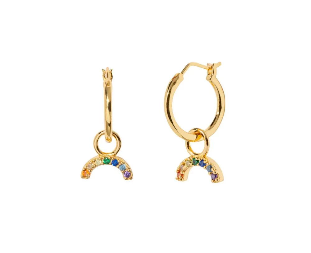 Women's 14K Gold Plated Earrings Rainbow Hoops