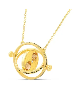 Harry Potter Hermione Time Travel Magical Hourglass Rotating Gold Plated Necklace, 22"