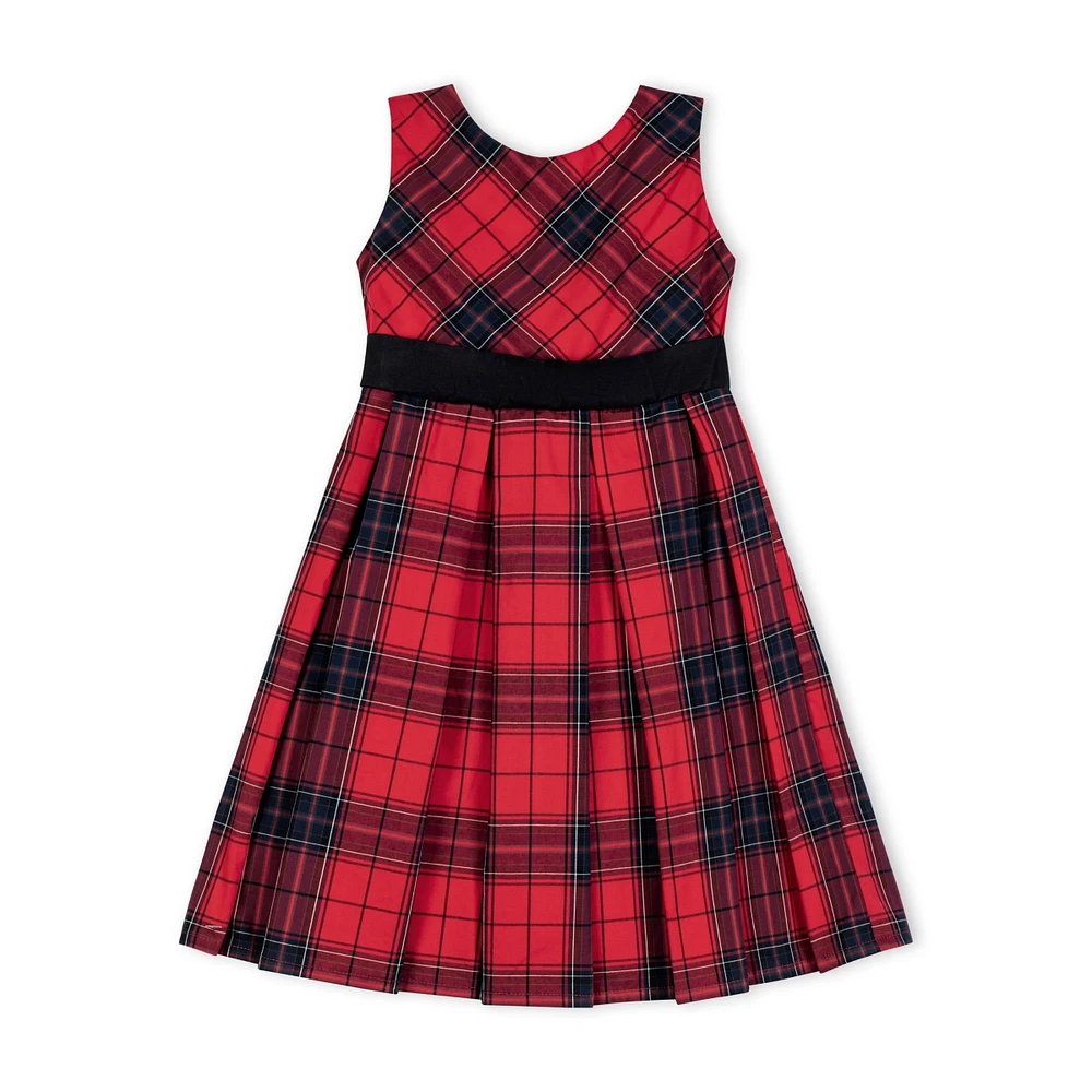 Hope & Henry Girls' Sleeveless Pleated Party Dress with Waist Sash, Kids