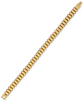 Esquire Men's Jewelry Black Spinel Cylinder Link Bracelet in Gold-Tone Ion-Plated Sterling Silver, Created for Macy's