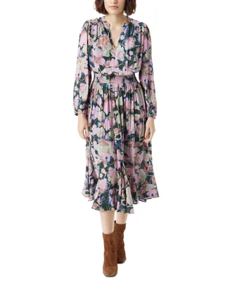 Sam Edelman Women's Izzie Blouson-Sleeve Midi Dress - Darkest Spruce