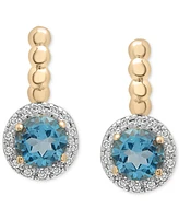 3-Pc. Set Blue Topaz (1-3/4 ct. tw) & Diamond Accent Pendant Necklace, Matching Ring & Drop Earrings in 14k Gold-Plated Sterling Silver