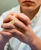 Men's Textured Two-Tone Nugget Style Ring in 10k Gold