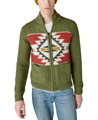 Lucky Brand Men's Southwestern Zip-Front Bomber Sweater