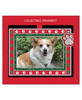 Ganz Frame Ornament Paw Print - Red, Silver