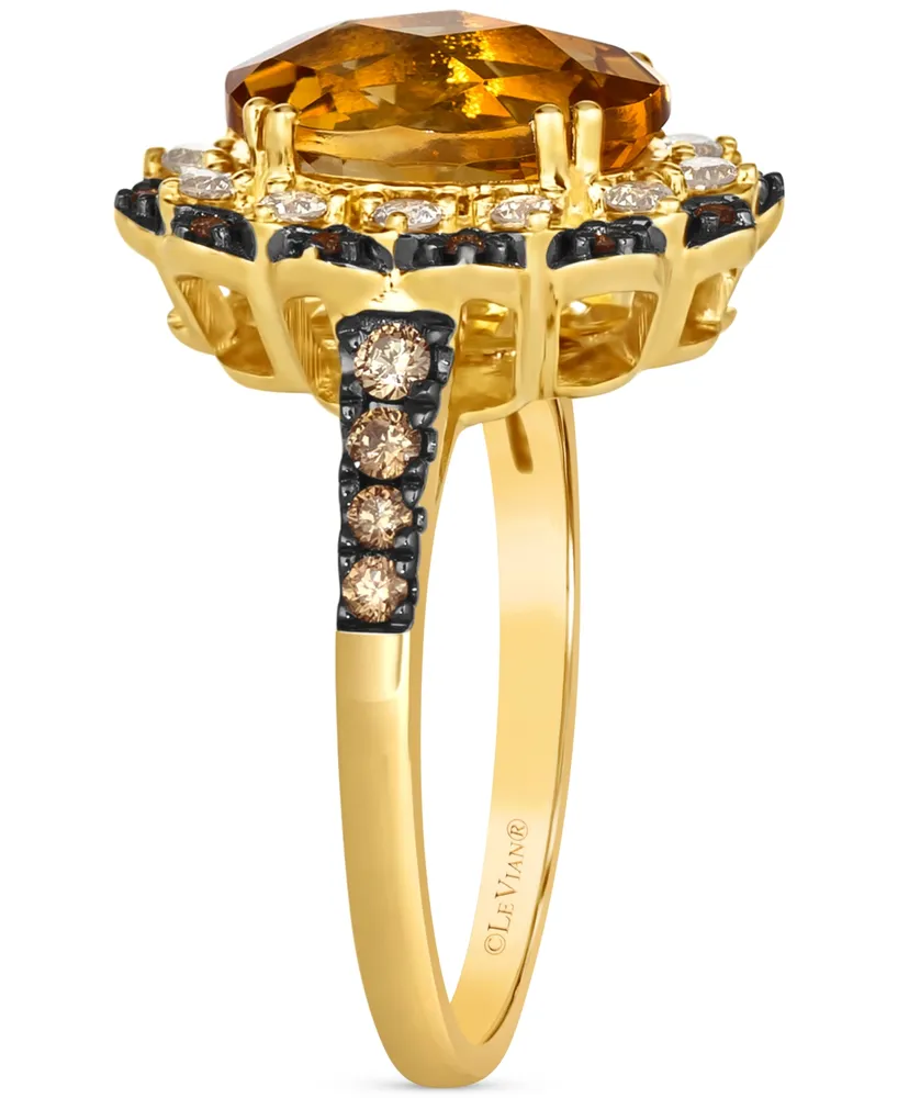 Le Vian Cinnamon Citrine (3-1/4 ct. t.w.) & Diamond (1/2 ct. t.w.) Halo Ring in 14k Gold