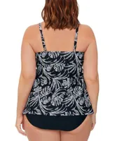 Island Escape Plus Size Tiered Printed Tankini Top High Waist Bottoms Created For Macys