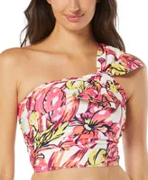 Carmen Marc Valvo Women's Convertible One-Shoulder Floral-Print Bikini Top