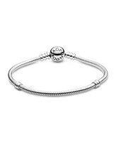 Pandora Moments Cubic Zirconia Sparkling Heart Clasp Snake Chain Bracelet