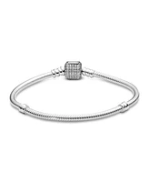 Pandora Moments Cubic Zirconia Sparkling Pave Clasp Snake Chain Bracelet