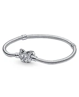 Pandora Moments Cubic Zirconia Butterfly Clasp Snake Chain Bracelet