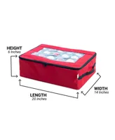 Santa's Bag 2 Tray Christmas Ornament Storage Box with Clear Lid