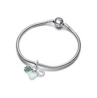 Pandora Mixed Stone Four Leaf Clover, Heart and Horseshoe Triple Dangle Charm