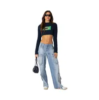 Women's Tara low rise denim cargo jeans - Blue