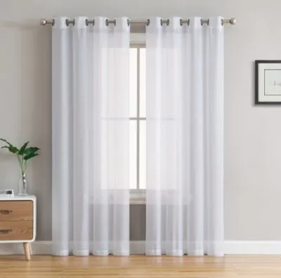Hlc.Me 2 Piece Semi Sheer Voile Window Curtain Drapes Grommet Panels For Bedroom Living Room Kids Room