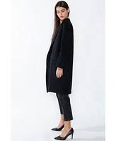 Jennie Liu Women's Cashmere Wool Double-faced Lapel Overcoat