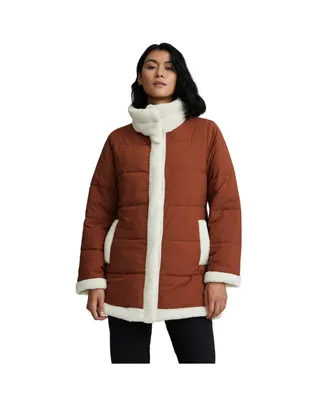 Nvlt Women's Stretch Poly Mixed Media Puffer Jacket