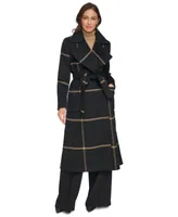 Dkny Women's Plaid Maxi Wool Blend Coat